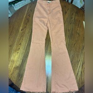 Cello High Rise Flare Jeans Coral Peach Raw Hem WV55808CHT Size 1